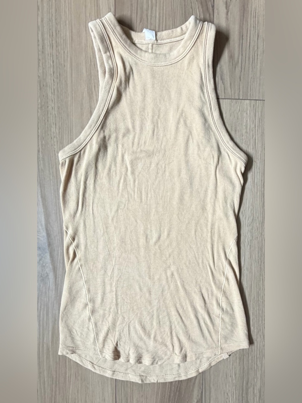 Lululemon Hold Tight Tank Top Off White Beige Ribbed Sz 4